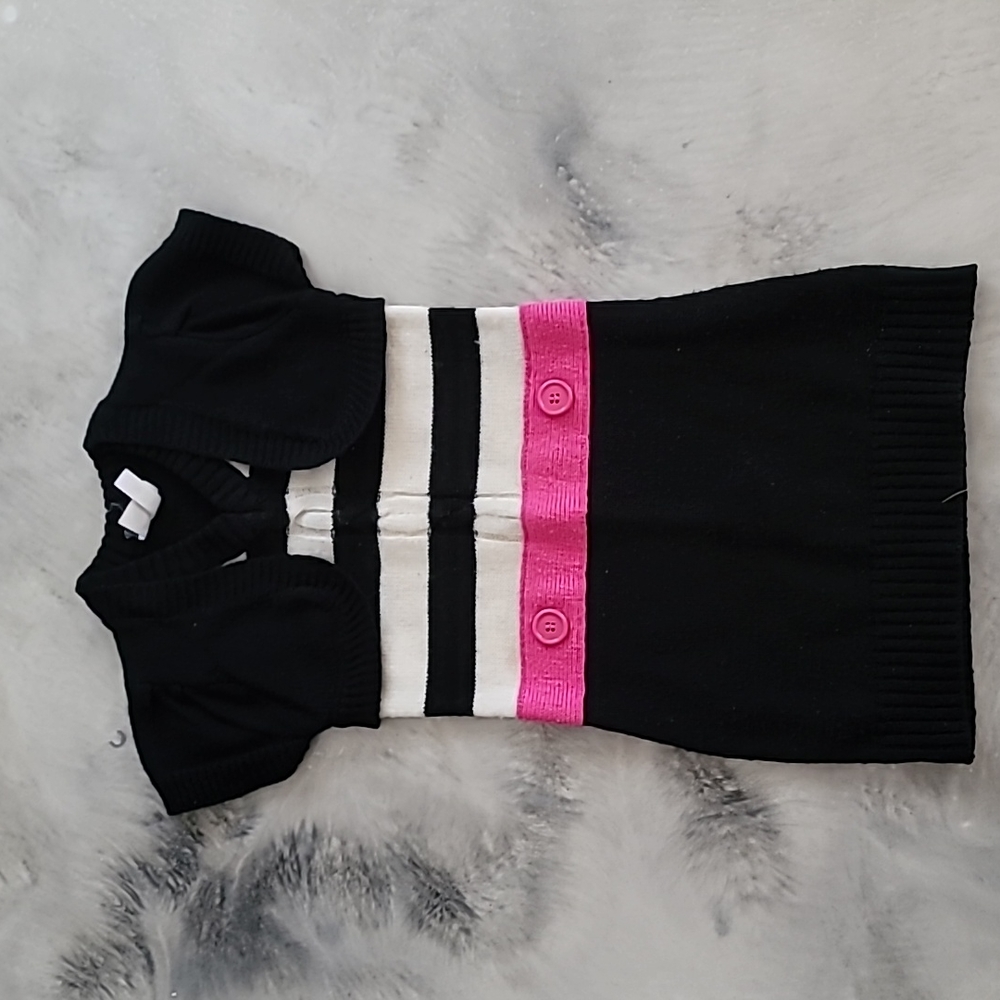 CherryStix Girl sweater vest strip button  dress